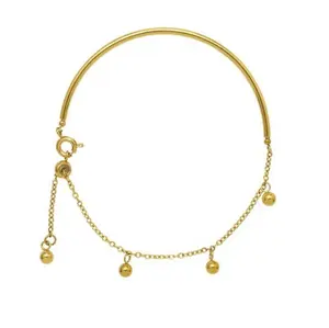 Yiwu Aceon Edelstahl manschette mit Glieder kette Perlen anhänger Runder Feder verschluss Gummi perle Verstellbares neues goldenes Armband