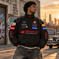 Veste zippée Blesstop Racing pour homme, multi-logo, streetwear, veste de sport automobile