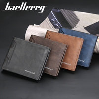 Dompet Pria Baellerry Baru Tipis Minimalis, Dompet Kartu Kecil, Dompet Bisnis Lipat Tiga Fungsional Trendi, Kulit PU