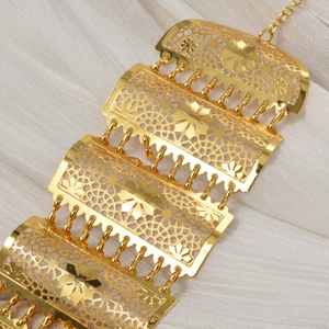 Zeadear SY-H435 Accessoires Bijoux Bracelet Fleur Géométrique en Cuivre Plaqué Or 18 carats pour Femmes Ethniques du Moyen-Orient - Product Image 1