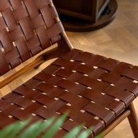 Fauteuil Selle, Chaise Simple en Rotin Tressé en Bois Massif Style Nordique, Fauteuil Inclinable Simple Vintage Japonais pour Balcon et Hôtels de Charme