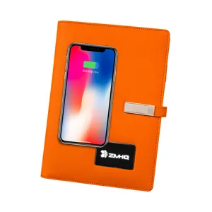 A5 notebook with lighting logo power bank wireless charging notebook