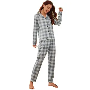 Женская домашняя пижама AN63 из полиэстера и хлопка, Классическая зимняя одежда для сна