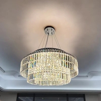 Classique De Luxe Cristal Pendentif Lumière Luxueux Verre Maison Villa Lustre pour Hôtel Lobby Bar Comptoir Lampe Suspendue Usage Domestique