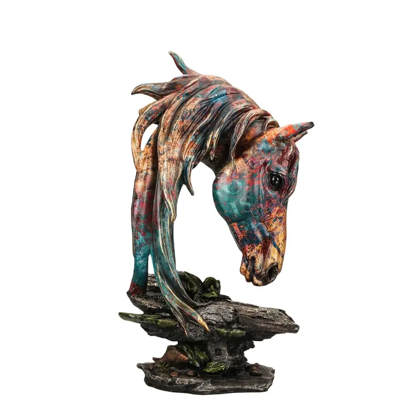工場卸売大3Dポリレジン家の装飾像カスタムカラー置物樹脂馬アート彫刻工芸品