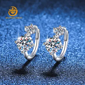 1.2 CT Sterling Silver 18K Gold Earrings D Color Moissanite Ear Buckle Stud Earrings Women Birthday Party Exquisite Jewelry