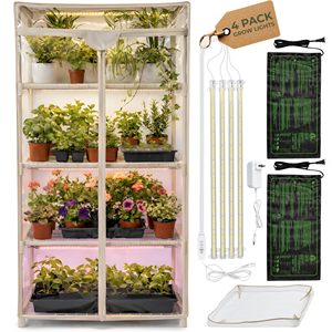 <span class=keywords><strong>Serre</strong></span> d'intérieur Carpathen à 4 niveaux avec éclairage de culture, 2 tapis chauffants, 4 bandes LED à spectre complet dimmables 15W, <span class=keywords><strong>mini</strong></span>-<span class=keywords><strong>serre</strong></span> avec couverture en PVC zippée - Product Image 1