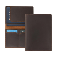 Porte-cartes de passeport fin haut de gamme pour homme, portefeuille de voyage en cuir véritable Crazy Horse personnalisé pour homme, étui en cuir véritable