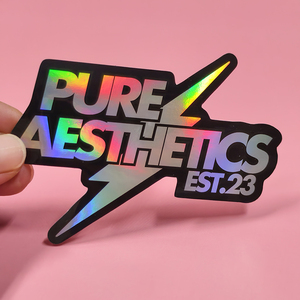 Pegatina holográfica personalizada para portátil con impresión de forma personalizada, láser, arcoíris, holograma, impermeable, de PVC, PET, PP, vinilo, troquelada. - Product Image 3