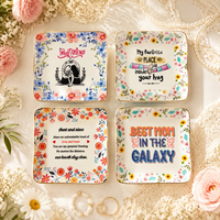 Élégant plateau carré en porcelaine blanche pour bagues et bibelots, plat à bijoux vierge pour sublimation DIY, organisateur de chevet et de coiffeuse
