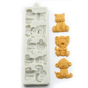 许多动物软糖蛋糕装饰硅胶模具可爱马狮大象猴子兔子巧克力硅胶模具