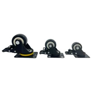 Roulettes pivotantes en PP de 2 pouces, noires, avec frein, roulements à billes, durables, pour chariots de courses, vente en gros d'usine - Product Image 1