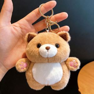 Custom Cute Plush <b>Bear</b> Keychain Stuffed Animal Key Ring With White Belly and <b>Pink</b> Paw Prints for Bags Backpacks Car Keys - Product Image 1