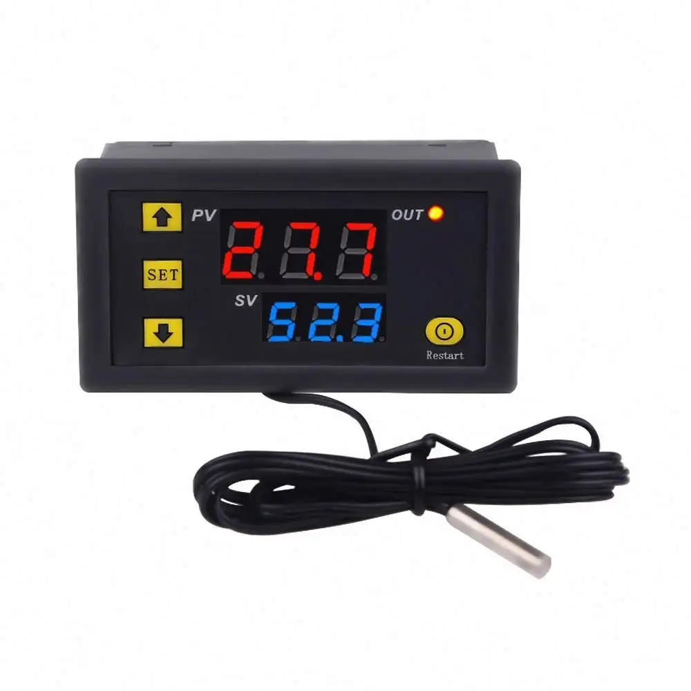 W3230 12V 24V AC110-220V linea sonda 20A controllo digitale della temperatura Display a LED termostato con strumento di controllo del calore/raffreddamento