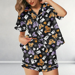 2026 New Funny Cartoon <strong>Halloween</strong> Christmas Pajamas Two Piece Plus Size Satin Cotton <strong>Pyjamas</strong> Custom Women Unisex <strong>Adult</strong> Kids Pjs - Product Image 2