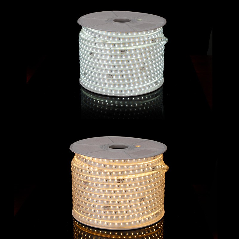 Горячая Светодиодная лента 220 В Smd 2835 120D теплый белый беспроводной двухрядный двухцветный трехуровневый затемняющий свет украшения шкафа