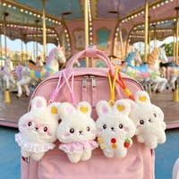 Pendentif Lapin en Peluche OEM Adorable, Poupée Lapin de 16 cm avec Cœur Sonore, Porte-clés Animal, Décoration de Sac