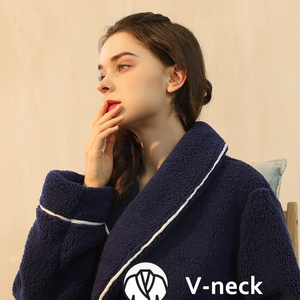 Soft Microfiber Sherpa Fleece Sherpa Bathrobe Sleepwear <strong>Pyjamas</strong> Unisex Sweat Steaming Cloth Housecoat Bath Robe for Women <strong>Men</strong> - Product Image 6