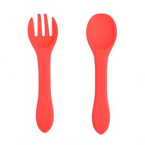 Cuchara y Tenedor Redondos y Suaves de Silicona de Grado Alimenticio, Ecológicos, Libres de BPA, con Logotipo Personalizado Moderno, para la Alimentación de Niños - Product Image 6