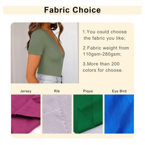 Nueva llegada de la camiseta de algodón de primera calidad para mujer personalizada 180 Gsm Slim Fit Sexy cuello en V profundo negro ligero Jersey - Product Image 2