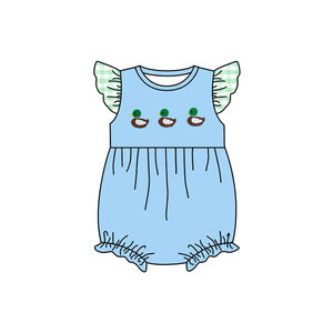 Combinaison à bulles pour bébé fille RTS Embroidery Mallard Ducks, 95% coton, tissu en laine peignée, imprimé, fermeture éclair cachée, décontractée, nouveau-né - Product Image 3