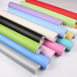 Ebest Papier peint décoratif auto-adhésif de couleur unie imperméable en PVC Revêtements muraux en papier de contact en vinyle