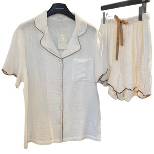 <span class=keywords><strong>Pigiama</strong></span> Estivo da Donna <span class=keywords><strong>in</strong></span> <span class=keywords><strong>Cotone</strong></span> Organico a Doppio Filato, Traspirante, con Scollo a V, Maniche Corte, Ricamo <span class=keywords><strong>in</strong></span> Pizzo e Vita Elastica - Product Image 5