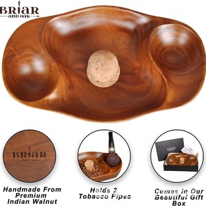 Plateau à pipe en bois massif de style chinois, sculpté à la main avec bouchon en liège, ensemble de fumeur multifonctionnel - Product Image 5