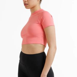 Camiseta Deportiva Personalizada para Mujer, Camisetas de Cuello Redondo de Alta Calidad al por Mayor, Camiseta Corta Ajustada para Mujer - Product Image 3