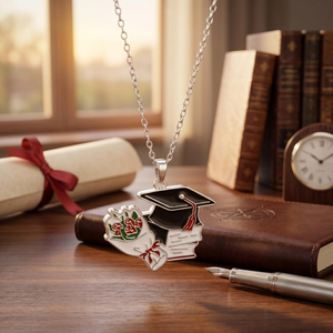 Collier de graduation Qiuhan, pendentif, ton or et argent, breloque bouquet de diplôme, pour cadeau de remise de diplôme - Product Image 6