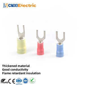 Cnxi thương hiệu chuyên nghiệp đôi uốn Spade thiết bị đầu cuối Nylon cách điện màu đỏ đồng kết nối nhà máy kết nối cáp trực tiếp - Product Image 1