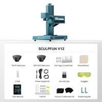 Machine de gravure laser UV SCULPFUN V12 12W 355nm 15000 mm/s pour le marquage laser sur plastique, verre, céramique, acrylique, cuir et métal