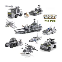 YIRUN TOYS 8 in 1 1 to 3 assemble army military carriage ship model building block bricks kids educational toys for kids