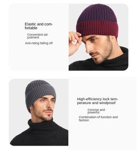 Autumn Winter Jacquard Knitted <b>Hat</b> <b>for</b> Men Double Layer Fleece Lining Warm Beanie <b>Hat</b> - Product Image 3