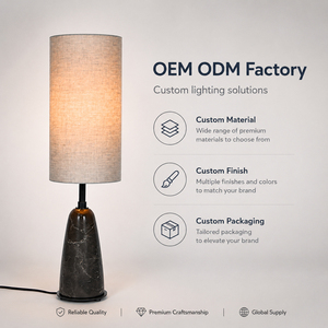Lámpara de Pie Moderna con Pantalla de Tela y Base de Mármol, Bombilla E26/E27, Luz Cálida, Decorativa para Interiores, Fabricante de Iluminación Personalizada OEM/ODM - Product Image 6