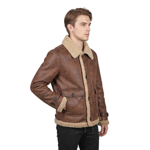 Blouson Bomber Décontracté Homme Hiver Haute Qualité en Cuir Véritable Peau de Mouton Lavé avec Fermeture Éclair – Service OEM – Vente Flash - Product Image 2