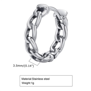 Pendientes de Aro Minimalistas Personalizados de Acero Inoxidable 316L para Hombre, Casuales/Deportivos, Negros/Plateados, Resistentes al Deslustre - Product Image 4
