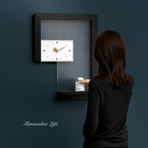 Nordic Style Wall <b>Clock</b> Rectangular <b>Battery</b> Powered Living Room Decorative Shelf <b>Clock</b> - Product Image 2