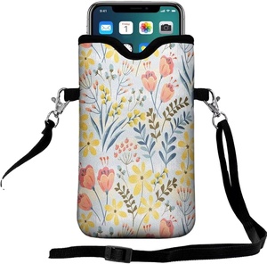 Durable Neoprene Crossbody Phone Pouch Zipper Closure Phone <b>Bag</b> Case for iPhone & for Samsung Series Cell Phone Sleeves Lanyard - Product Image 1