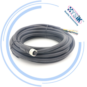 Câble moulé droit M12 femelle 12 broches IP67 cordon surmoulé assemblage de câble PVC PUR 26AWG non blindé - Product Image 1