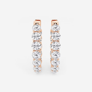 ต่างหูแบบห่วงทรงวงรีประดับเพชรทรงกลม 8 กะรัต ผลิตในห้องปฏิบัติการ ดีไซน์หรูหราสำหรับโอกาสพิเศษ สง่างาม - Product Image 1