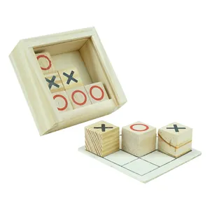 फैक्टरी गर्म बेचने मिनी लकड़ी टिक टीएसी को पैर की अंगुली लकड़ी बैल के लिए शतरंज खेल सेट यात्रा लकड़ी बोर्ड खेल
