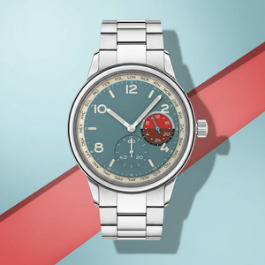 Jam Tangan Pria Klasik Kronograf dengan Tali, Casing Paduan Seng, Baja Anti Karat 22mm, Dial Merah, Kaca Kristal, Mesin Jepang, Tahan Air - Product Image 2