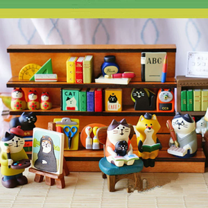 Décoration de bibliothèque de style japonais Zakka, grenouille lisant, série Fox Hall Bookstore, décoration de bibliothèque en forme de chat, faite à la main - Product Image 2