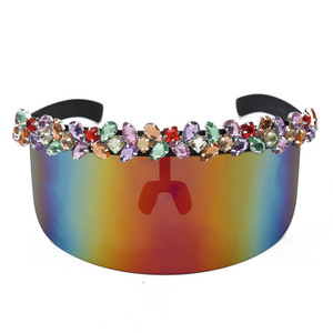 Gran espejo gafas de sol de las mujeres de los hombres de lujo gran marco de Visor máscara, gafas de sol de una pieza - Product Image 2