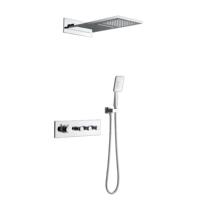 Nouvelles panneaux de douche muraux multifonctions pour salle de bain, mitigeur de douche encastré, tête rectangulaire, double matériau en laiton, doux