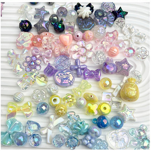 100g/Sacs Perles acryliques électroplaquées de formes variées pour accessoires DIY, perles en vrac pour bracelets, colliers DIY en plastique de styles et couleurs variés - Product Image 3