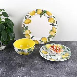 European Lemon Creative Pastoral Style Western Food Salad Dessert Dried Fruit Steak Dish Fruit Bowl Dinnerware Sets Melamine