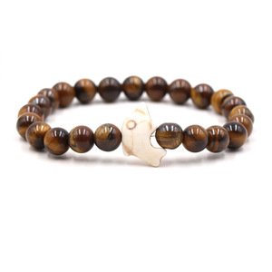 Creativo forma di delfino occhio di tigre perline di pietra braccialetto corda elastica regolabile delfino braccialetto di perline turchese naturale - Product Image 4