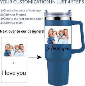 Gobelet personnalisé avec poignée – Couvercle et paille pour tasse de voyage 40 oz – Gravure laser avec nom, logo, texte, image – Cadeaux personnalisés pour - Product Image 4